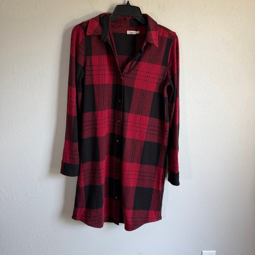 Faherty Black Red Plaid Flannel Legend Sweater Button Up Dress Womens S